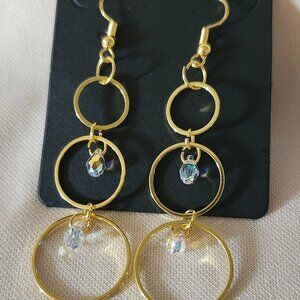 Triple Hoop Gold Dangle Earrings